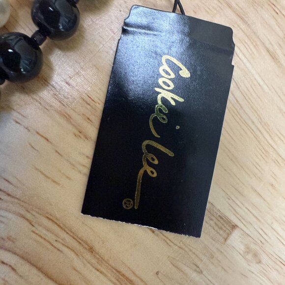 Cookie Lee Necklace Pearl  Black & White Double Strand Beaded Design Classic - Picture 5 of 9